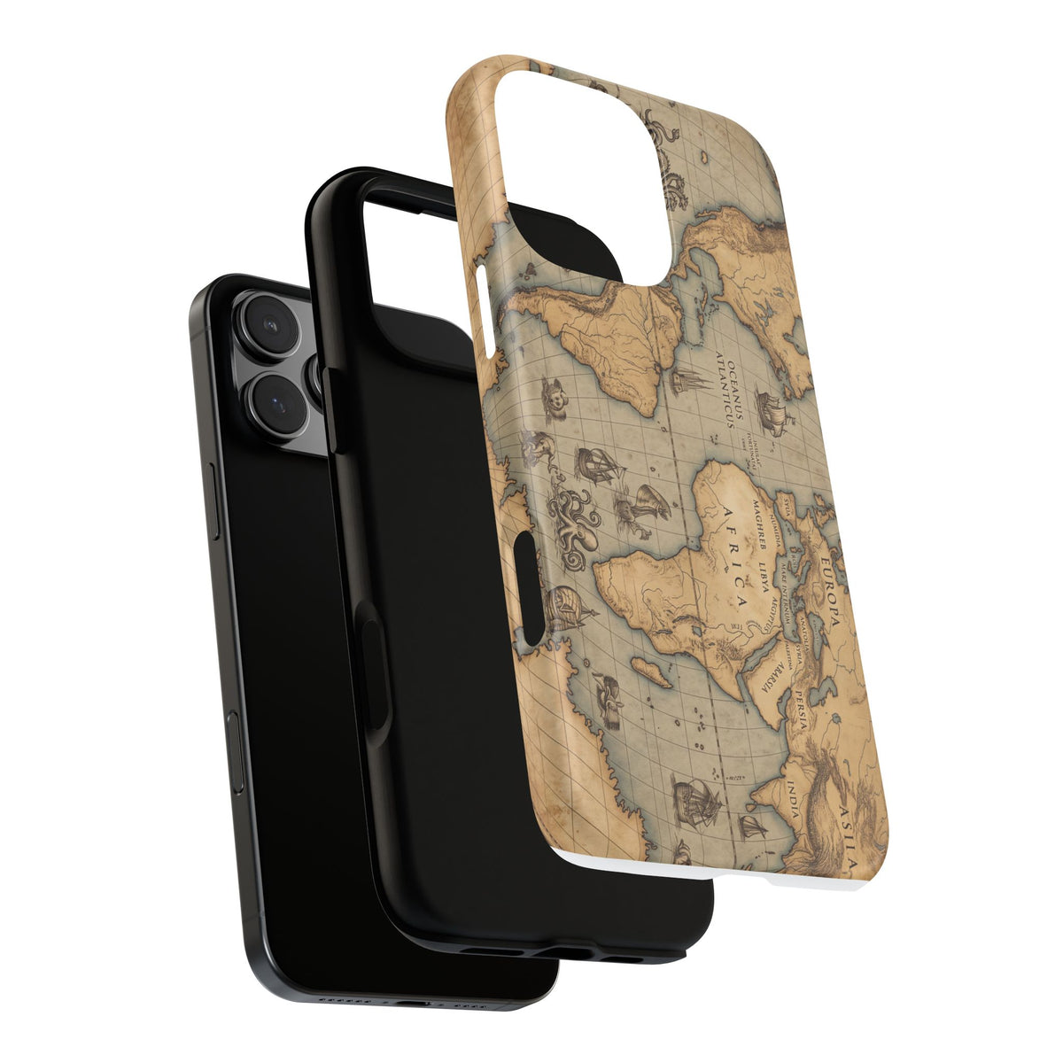 Vintage World Map Tough Phone Case — Antique Explorer iPhone Cover