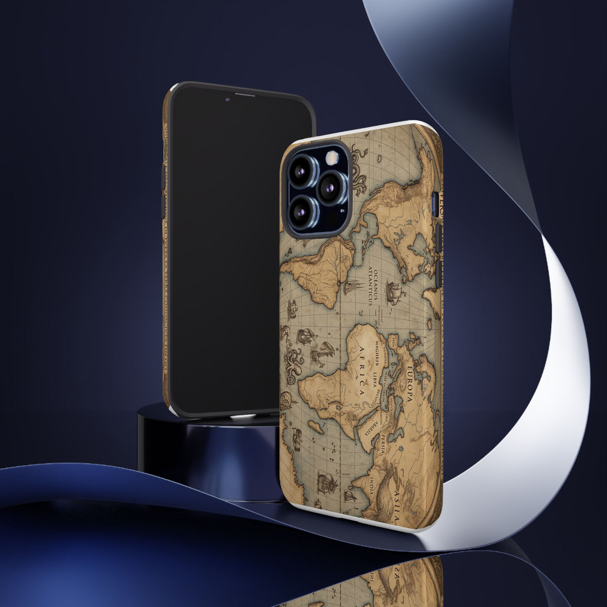 Vintage World Map Tough Phone Case — Antique Explorer iPhone Cover
