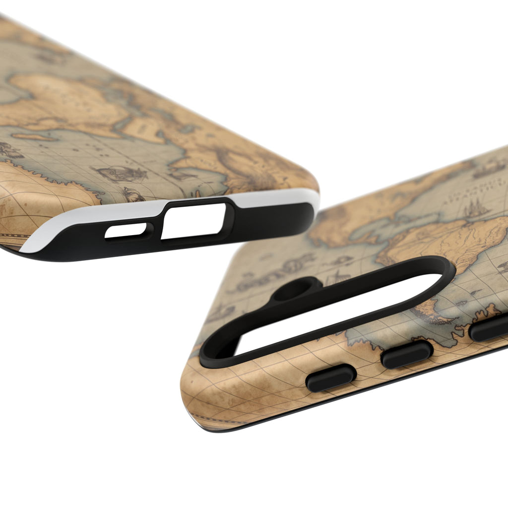 Vintage World Map Tough Phone Case — Antique Explorer iPhone Cover