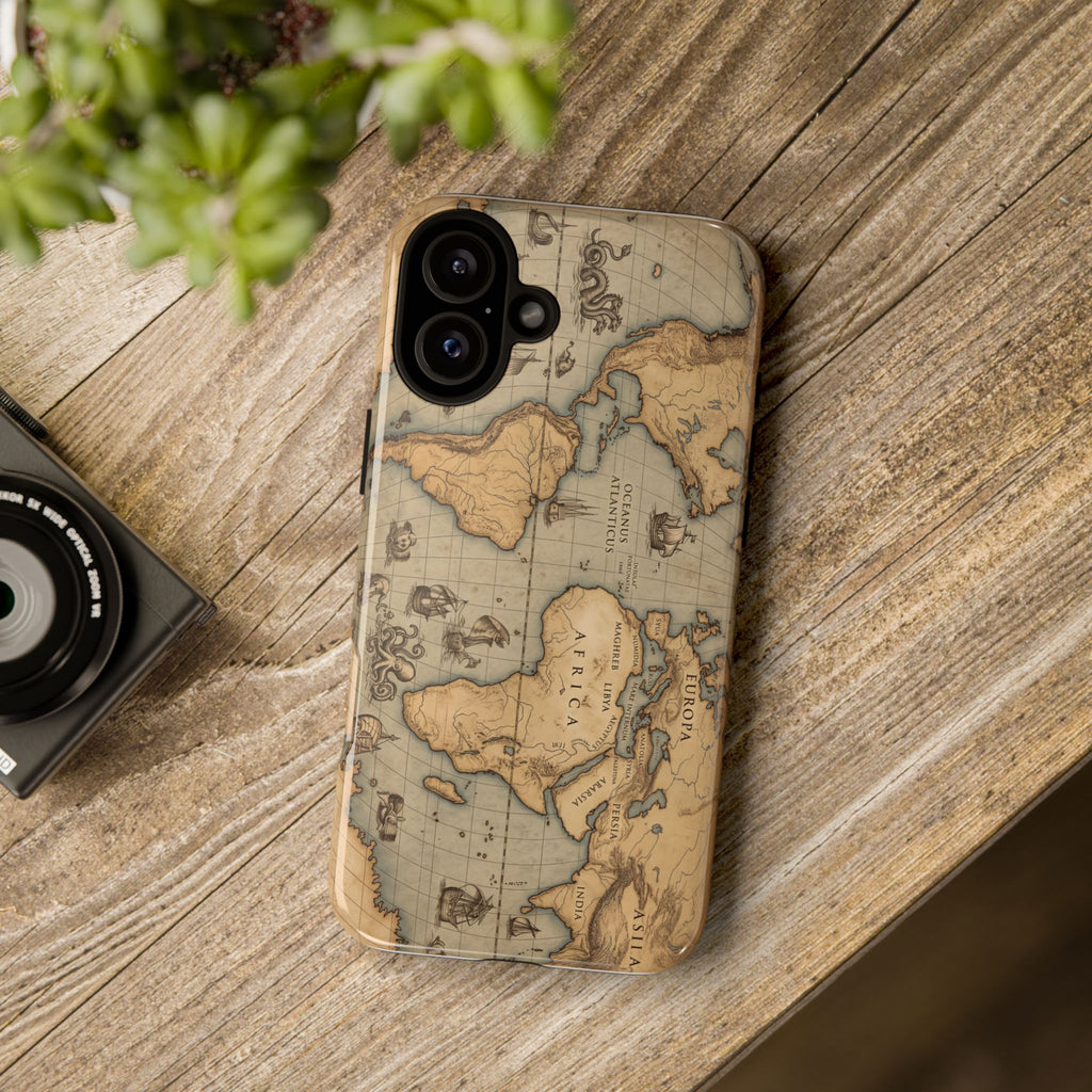 Vintage World Map Tough Phone Case — Antique Explorer iPhone Cover