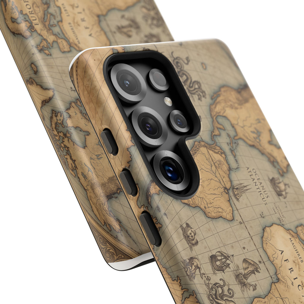 Vintage World Map Tough Phone Case — Antique Explorer iPhone Cover
