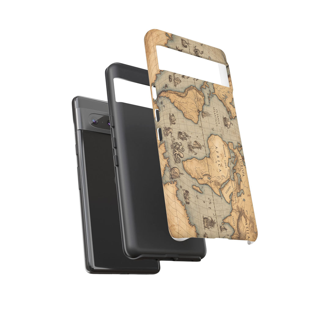 Vintage World Map Tough Phone Case — Antique Explorer iPhone Cover