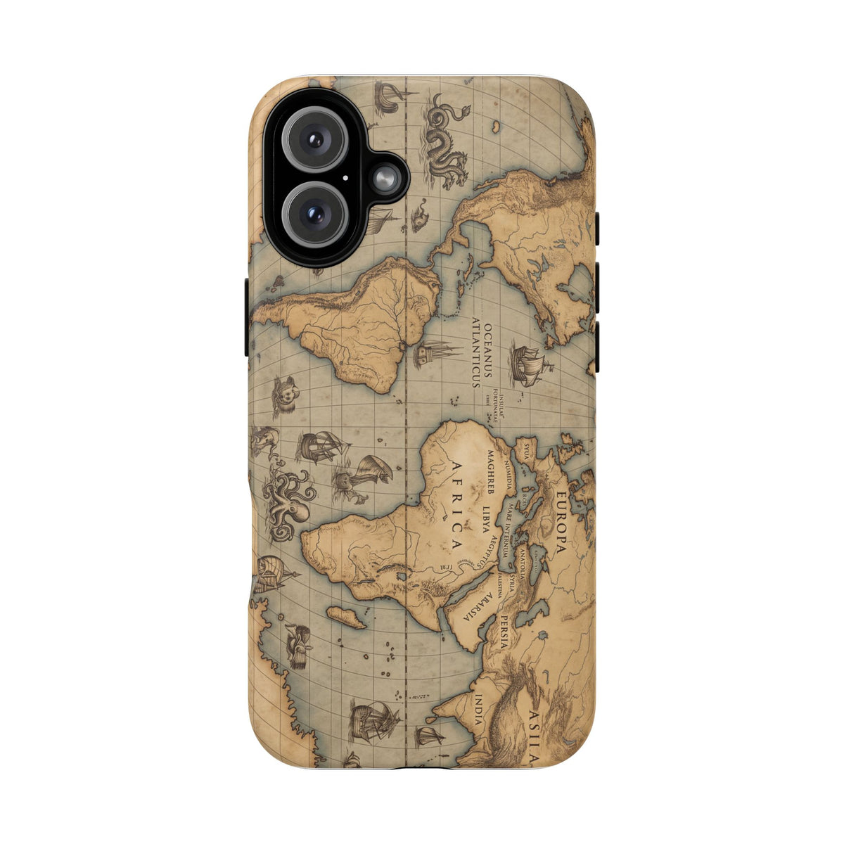 Vintage World Map Tough Phone Case — Antique Explorer iPhone Cover