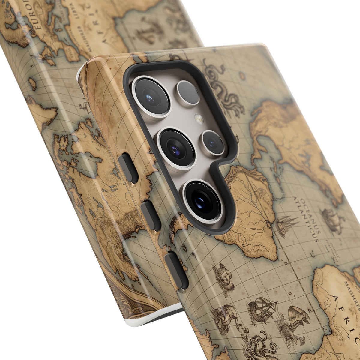 Vintage World Map Tough Phone Case — Antique Explorer iPhone Cover