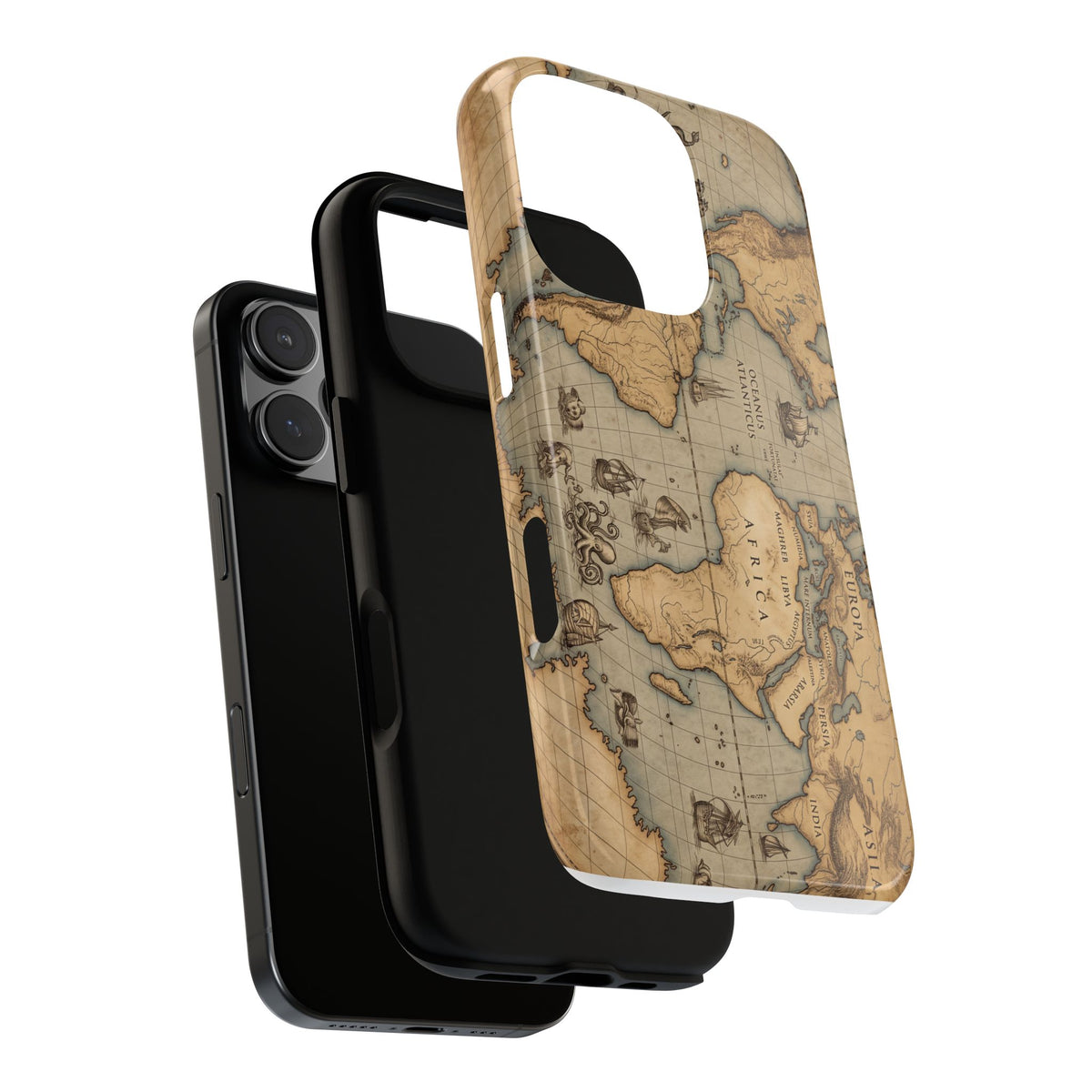 Vintage World Map Tough Phone Case — Antique Explorer iPhone Cover