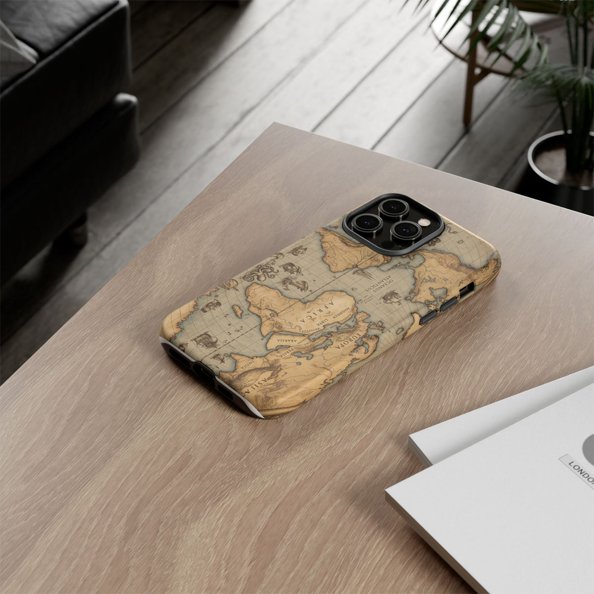 Vintage World Map Tough Phone Case — Antique Explorer iPhone Cover