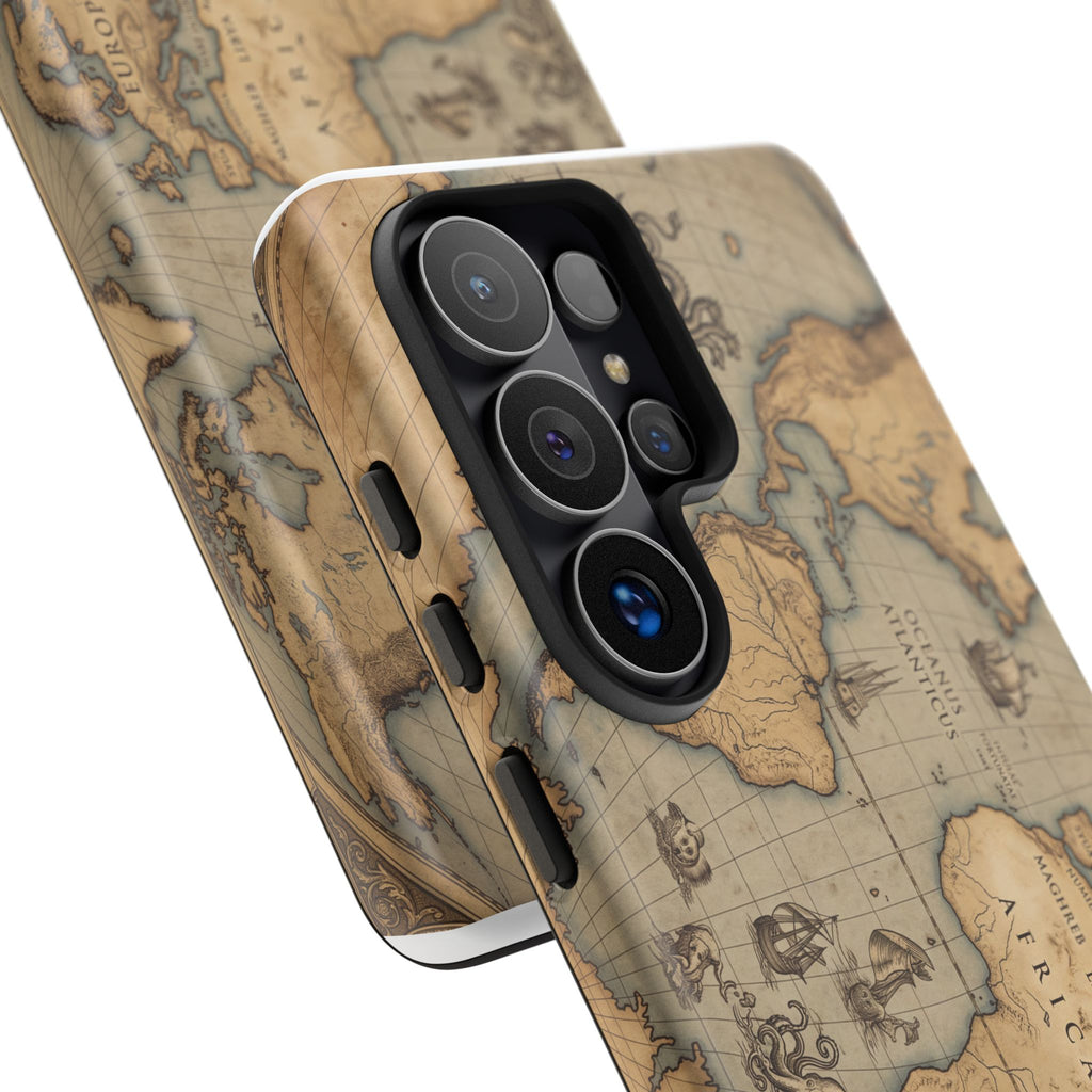 Vintage World Map Tough Phone Case — Antique Explorer iPhone Cover