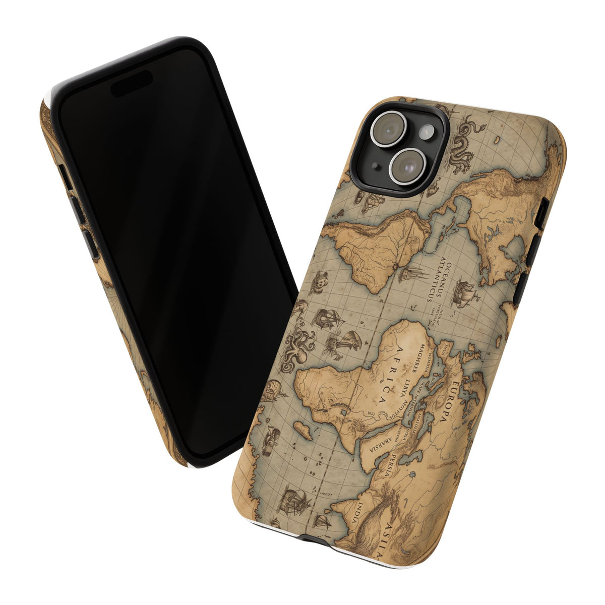 Vintage World Map Tough Phone Case — Antique Explorer iPhone Cover