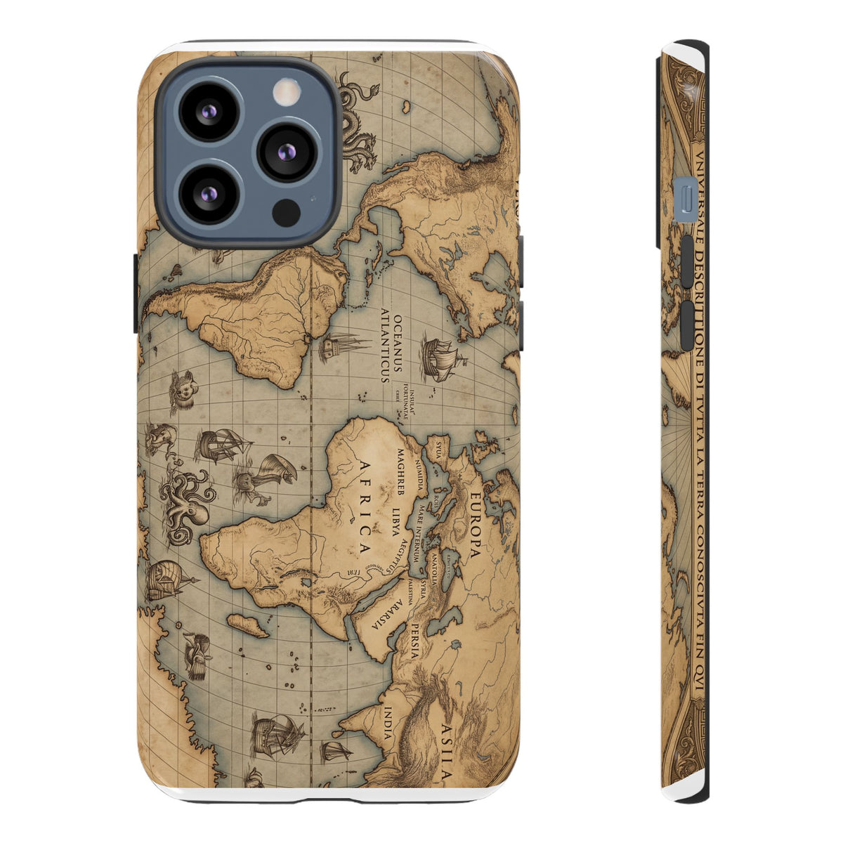 Vintage World Map Tough Phone Case — Antique Explorer iPhone Cover
