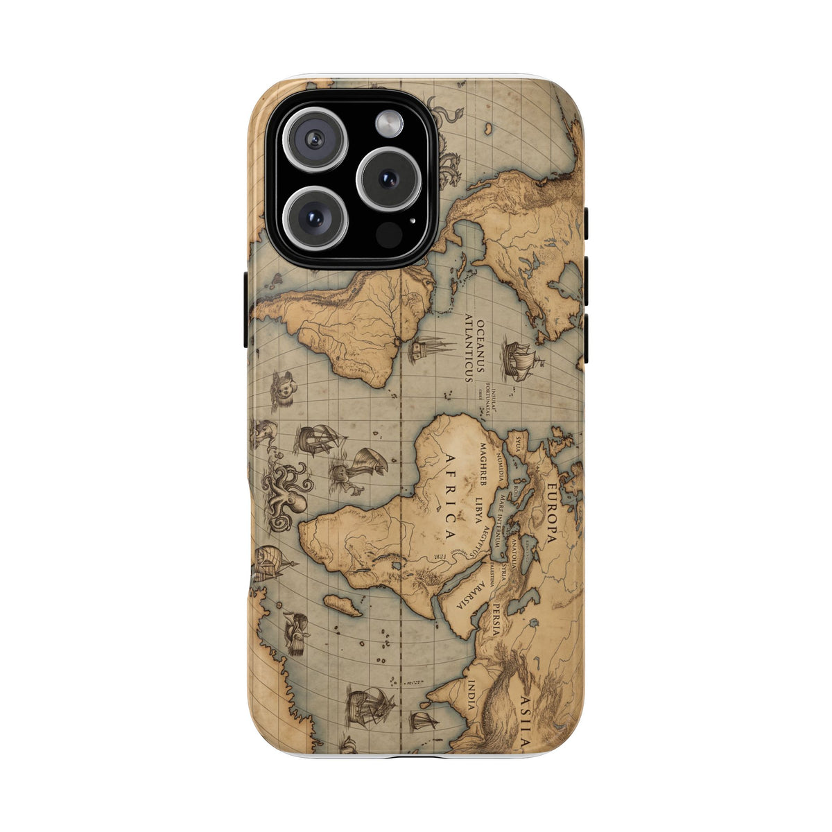 Vintage World Map Tough Phone Case — Antique Explorer iPhone Cover