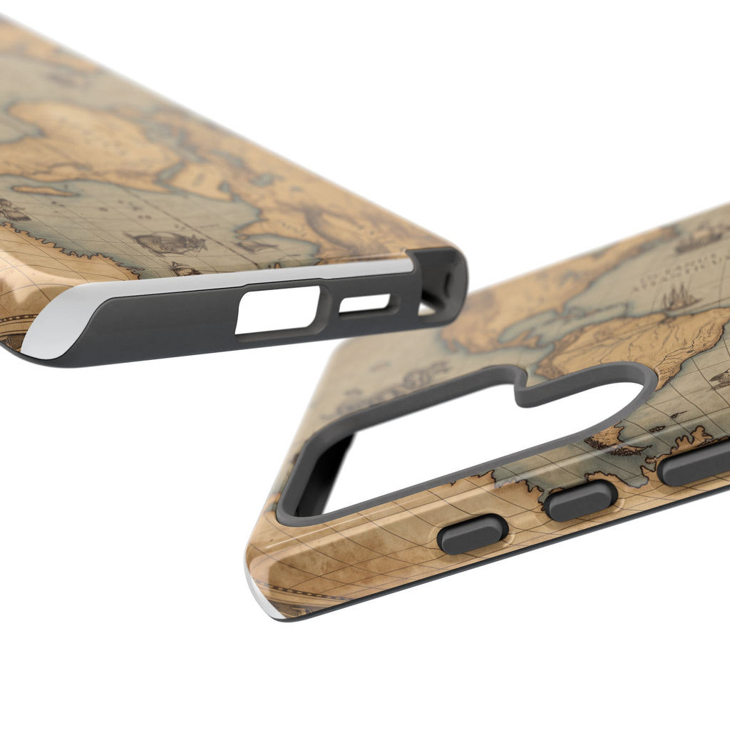 Vintage World Map Tough Phone Case — Antique Explorer iPhone Cover
