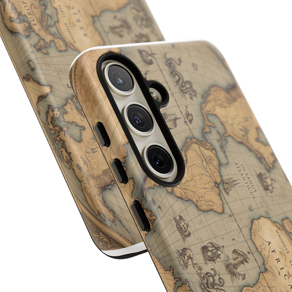Vintage World Map Tough Phone Case — Antique Explorer iPhone Cover