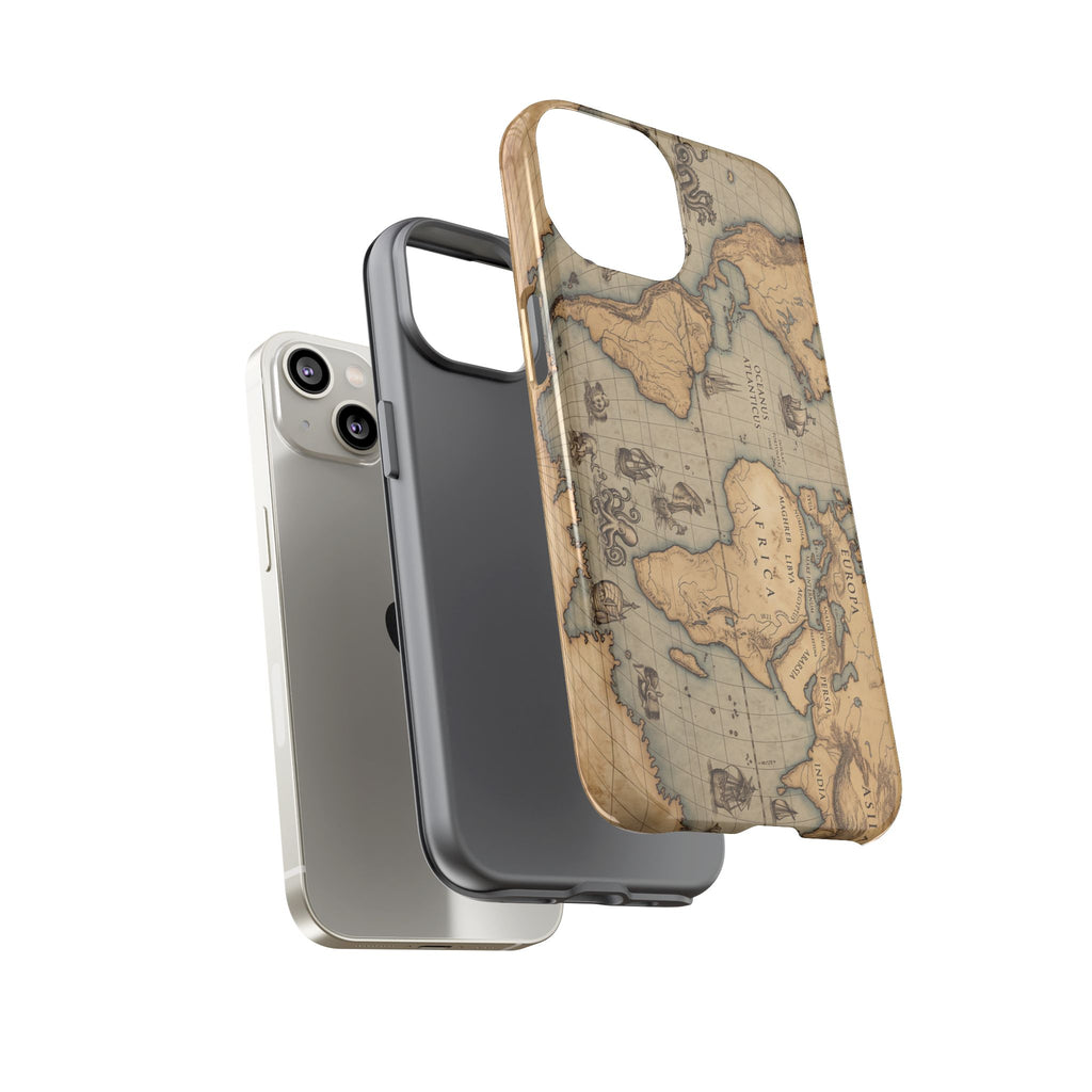Vintage World Map Tough Phone Case — Antique Explorer iPhone Cover