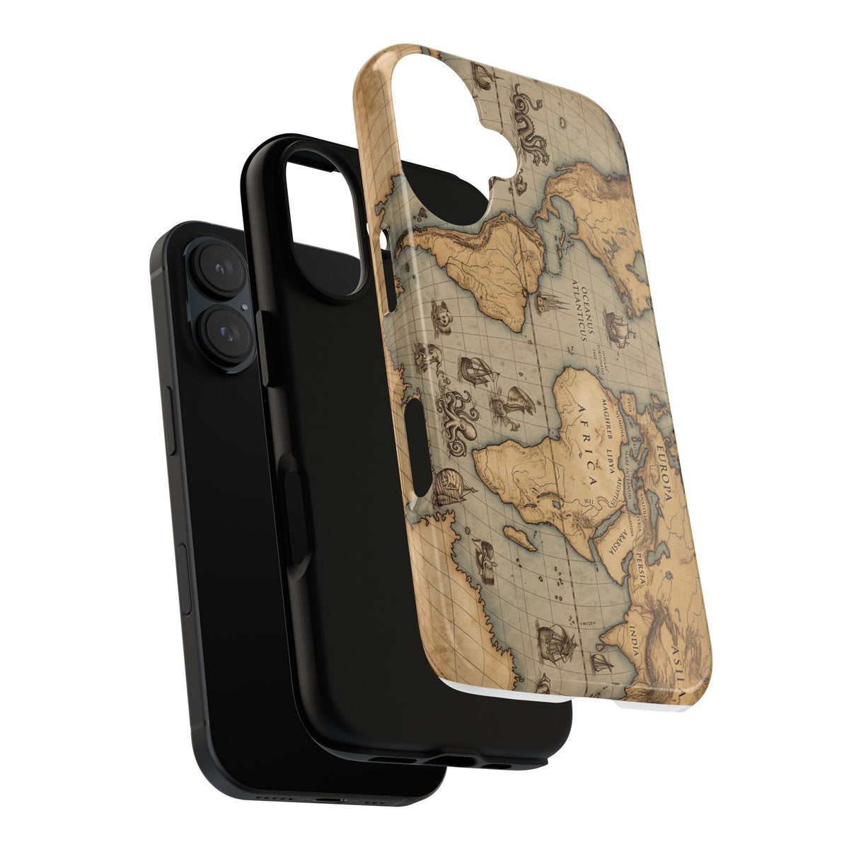 Vintage World Map Tough Phone Case — Antique Explorer iPhone Cover