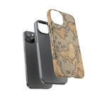Vintage World Map Tough Phone Case — Antique Explorer iPhone Cover