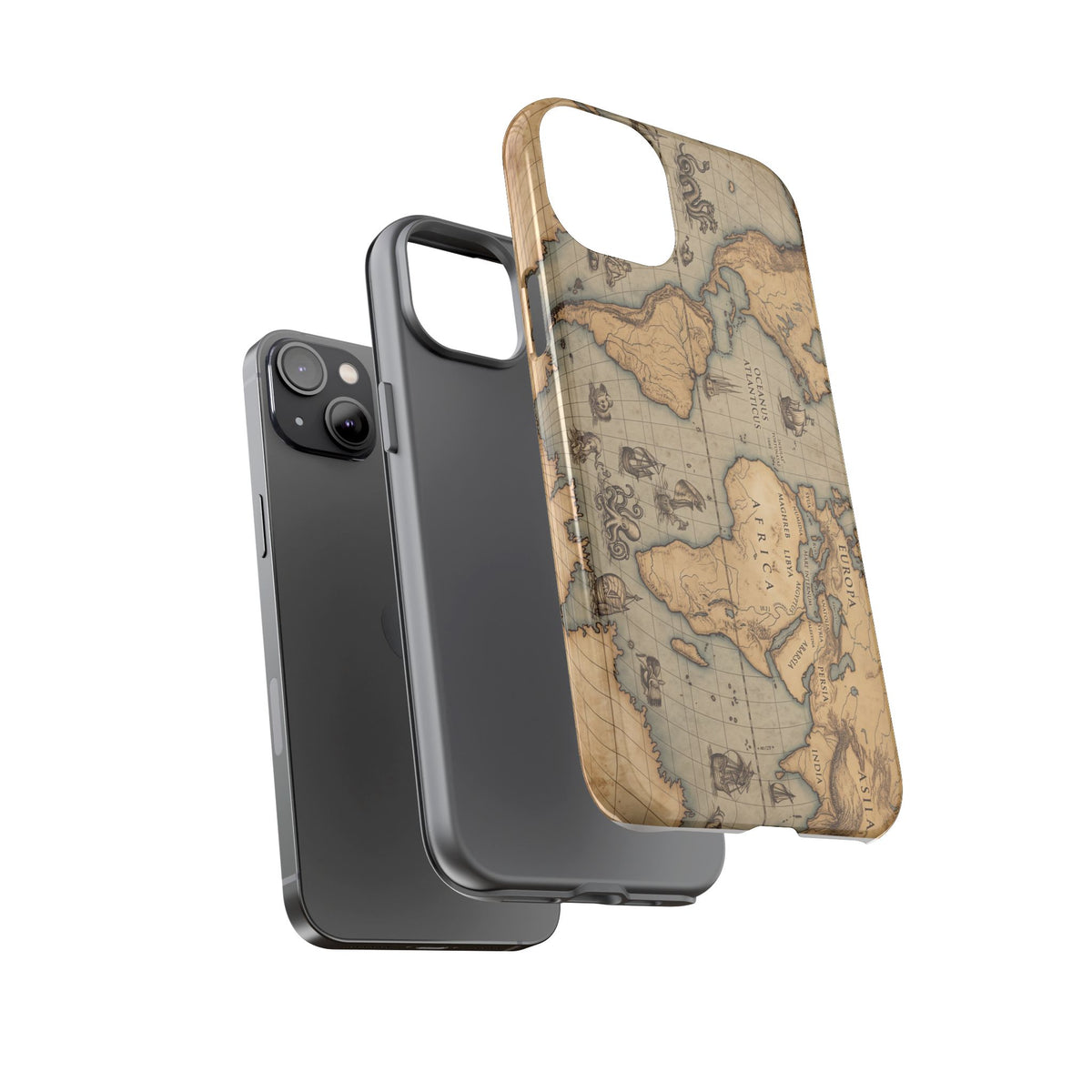 Vintage World Map Tough Phone Case — Antique Explorer iPhone Cover