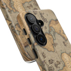 Vintage World Map Tough Phone Case — Antique Explorer iPhone Cover