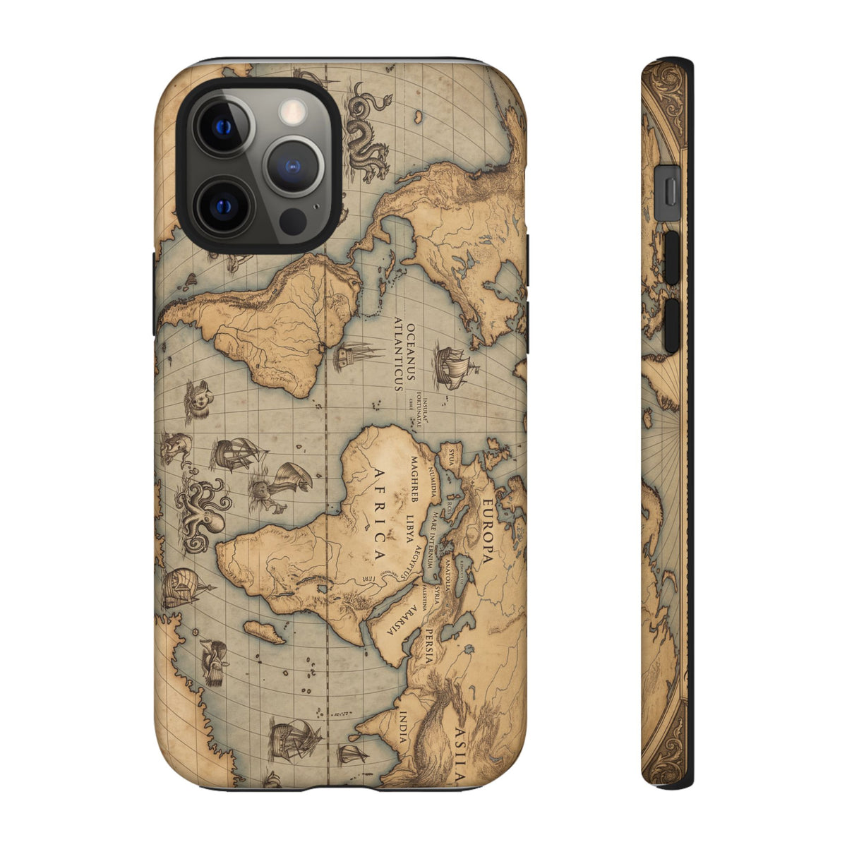 Vintage World Map Tough Phone Case — Antique Explorer iPhone Cover