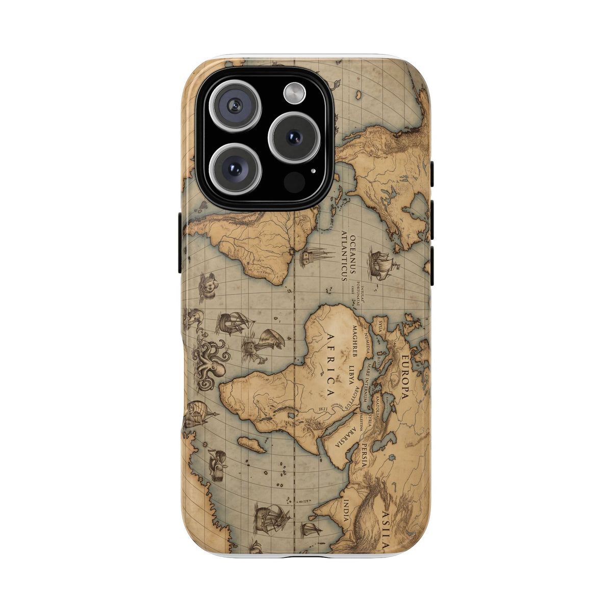 Vintage World Map Tough Phone Case — Antique Explorer iPhone Cover