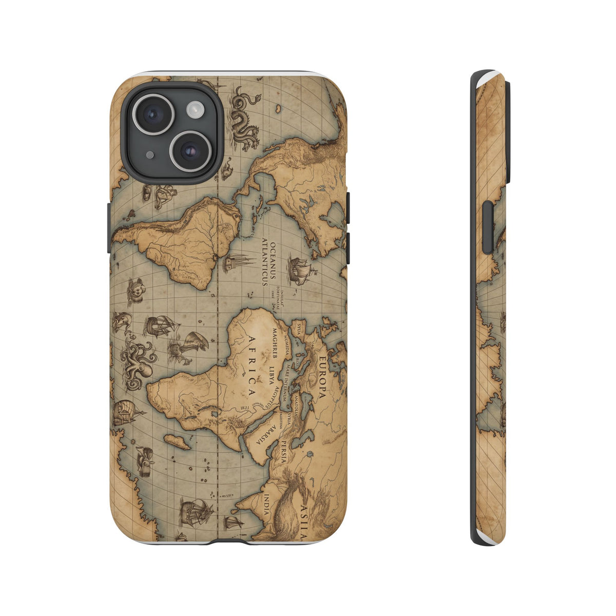 Vintage World Map Tough Phone Case — Antique Explorer iPhone Cover
