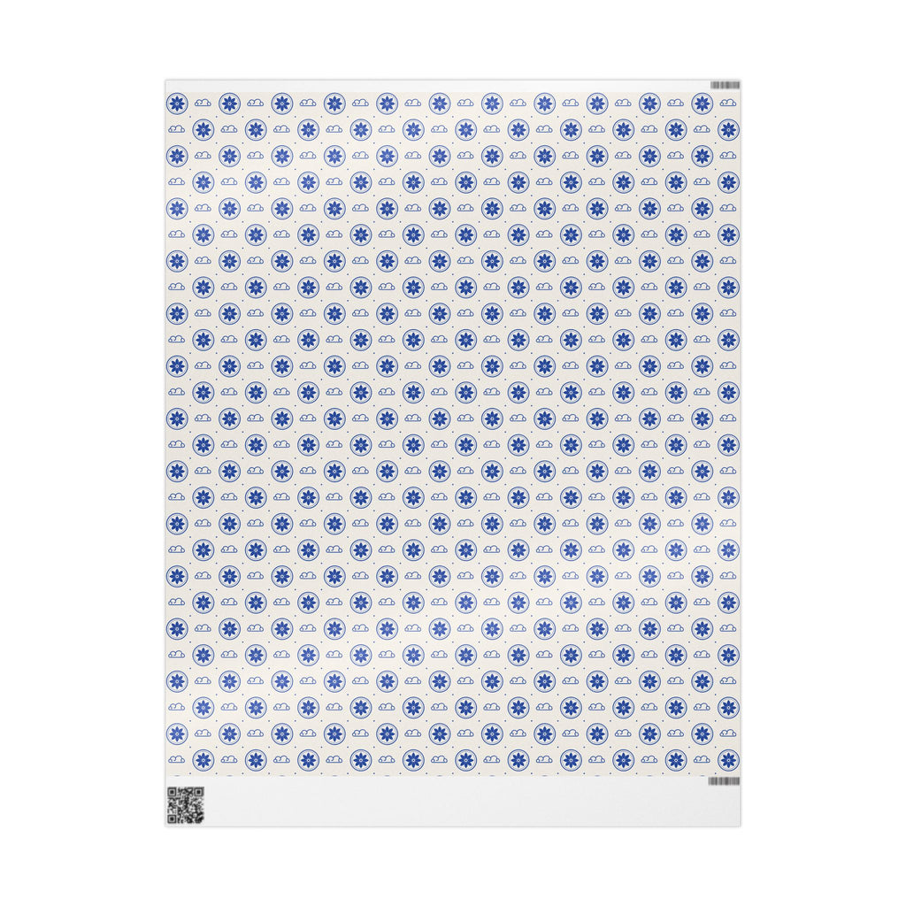 Blue Floral Hearts Wrapping Paper — Elegant Gift Wrap for Weddings, Birthdays & Mother's Day