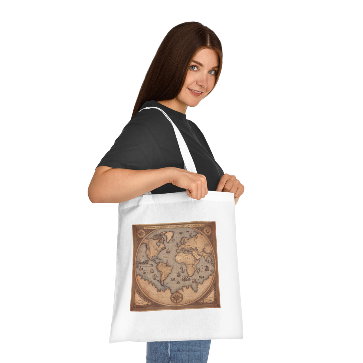 Vintage World Map Cotton Tote Bag
