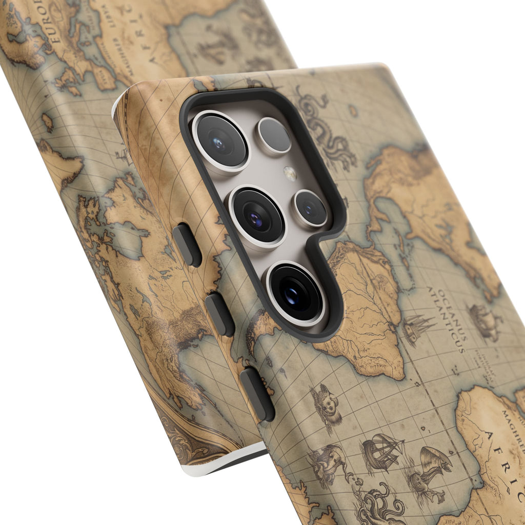 Vintage World Map Tough Phone Case — Antique Explorer iPhone Cover