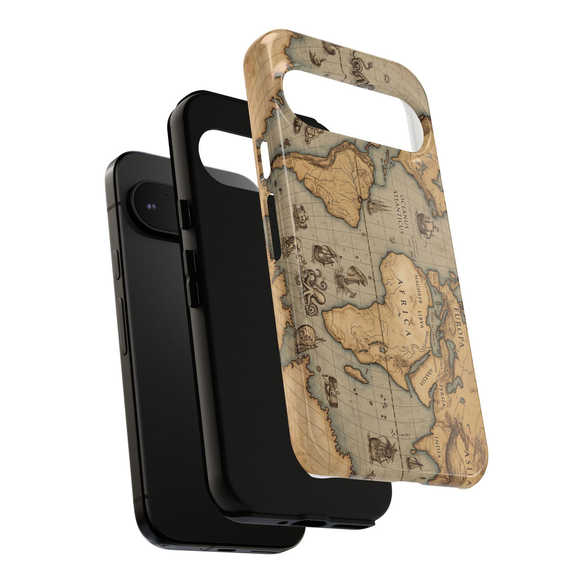 Vintage World Map Tough Phone Case — Antique Explorer iPhone Cover