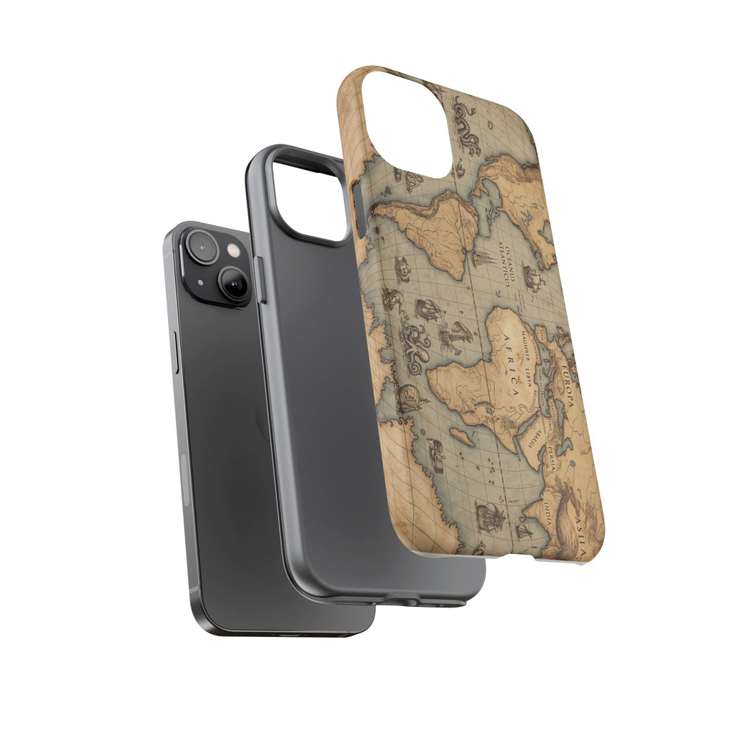Vintage World Map Tough Phone Case — Antique Explorer iPhone Cover