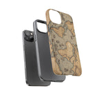 Vintage World Map Tough Phone Case — Antique Explorer iPhone Cover