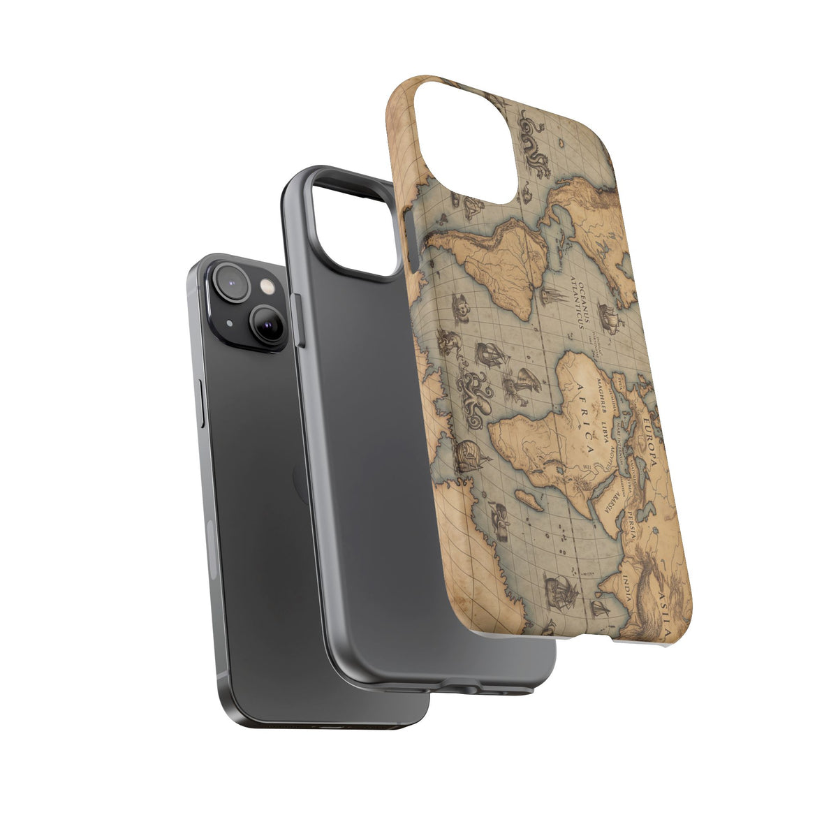 Vintage World Map Tough Phone Case — Antique Explorer iPhone Cover