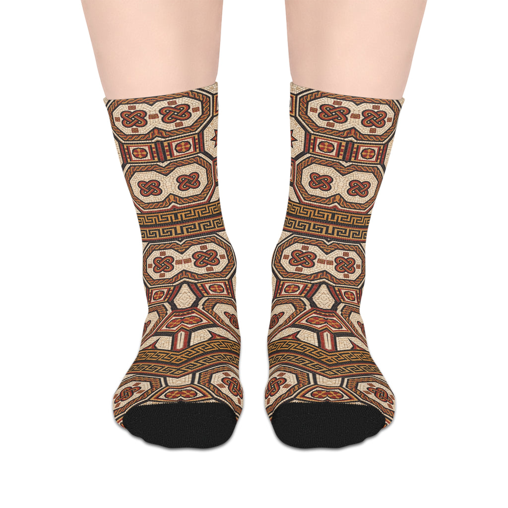 Vintage Mosaic Pattern Mid-Length Socks