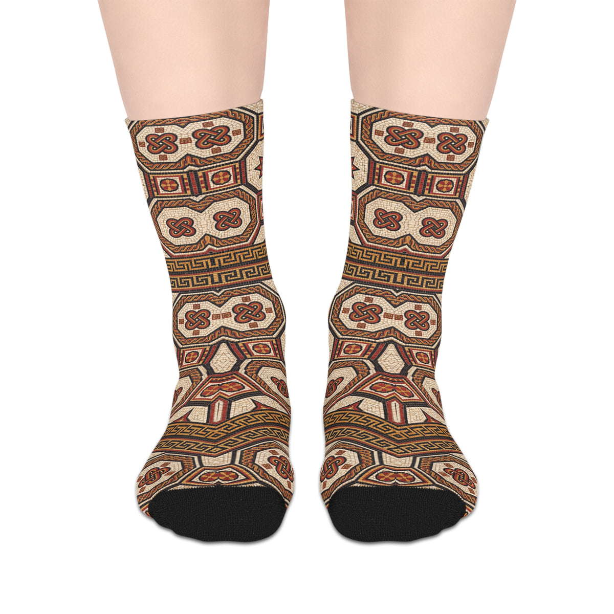 Vintage Mosaic Pattern Mid-Length Socks