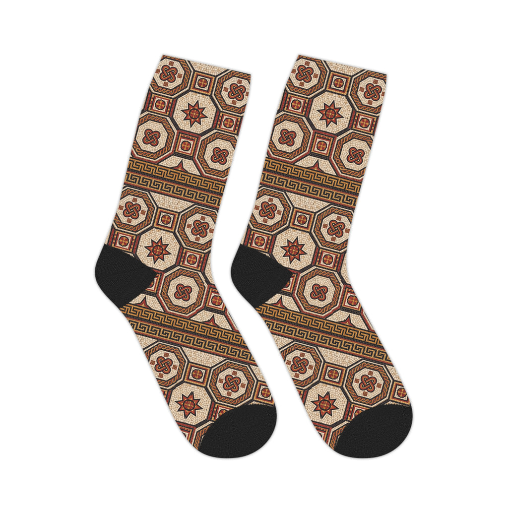 Vintage Mosaic Pattern Mid-Length Socks