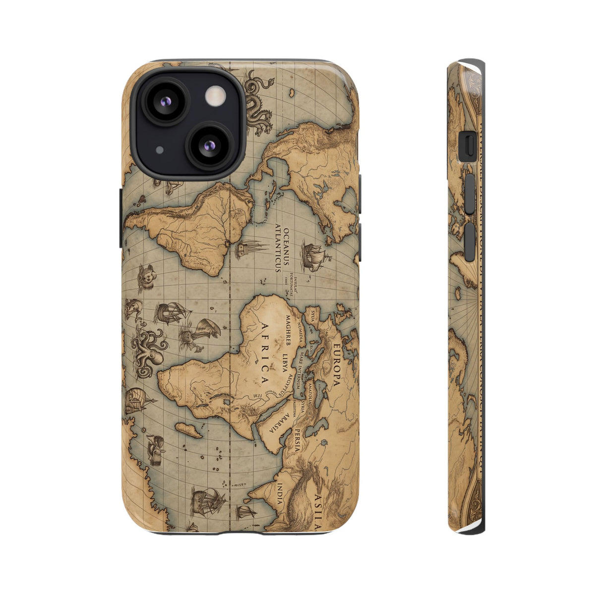 Vintage World Map Tough Phone Case — Antique Explorer iPhone Cover