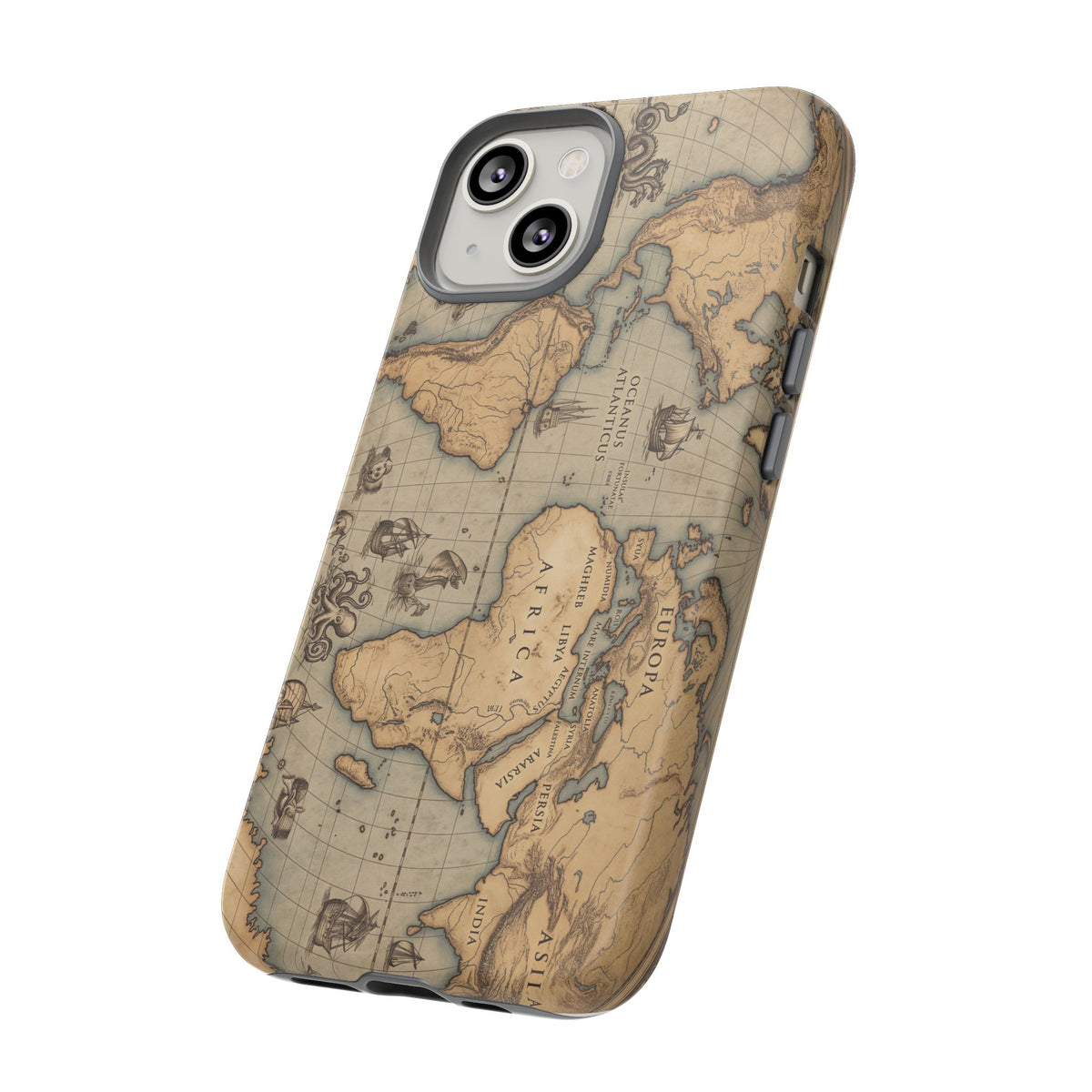 Vintage World Map Tough Phone Case — Antique Explorer iPhone Cover