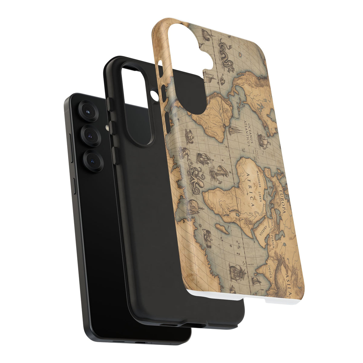 Vintage World Map Tough Phone Case — Antique Explorer iPhone Cover