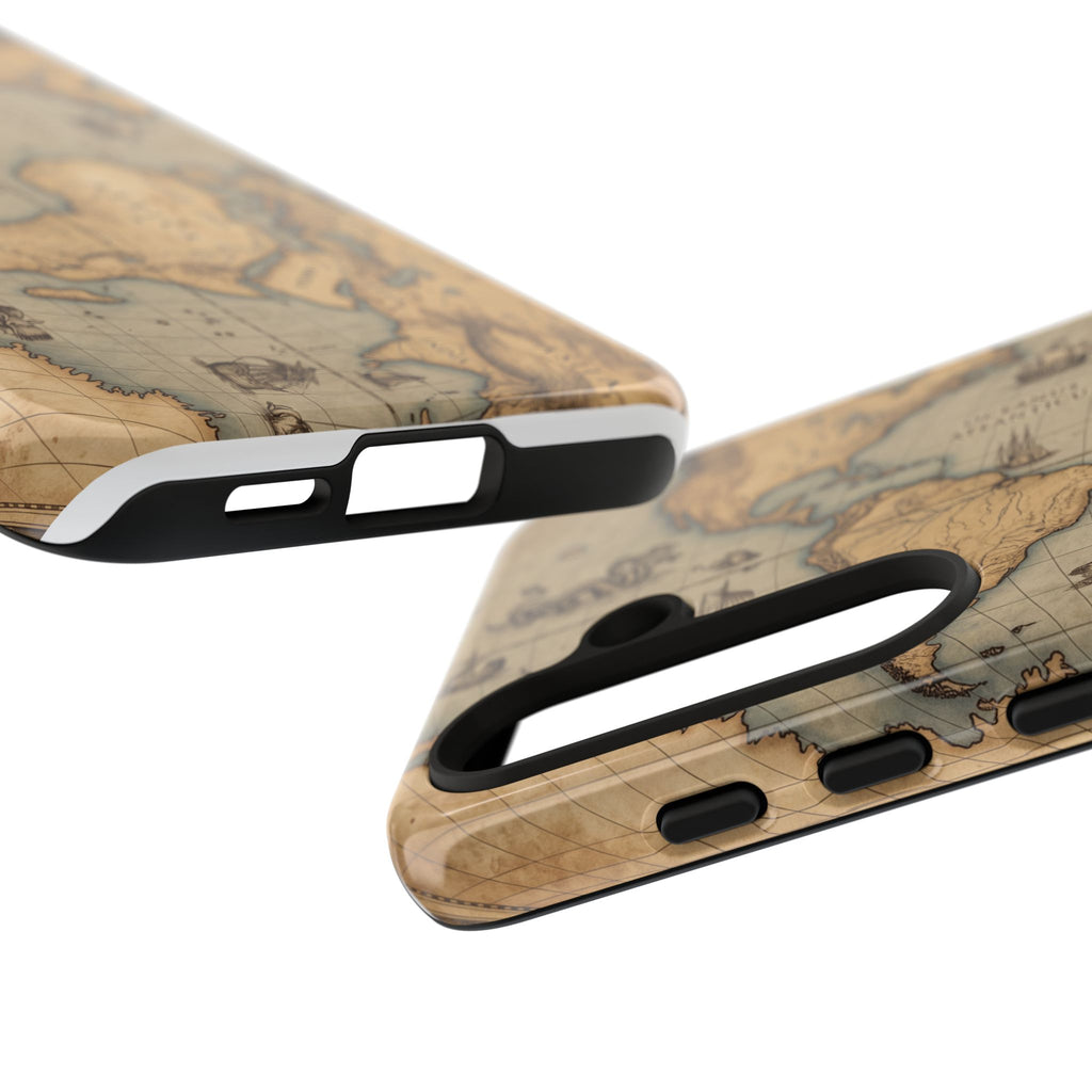 Vintage World Map Tough Phone Case — Antique Explorer iPhone Cover
