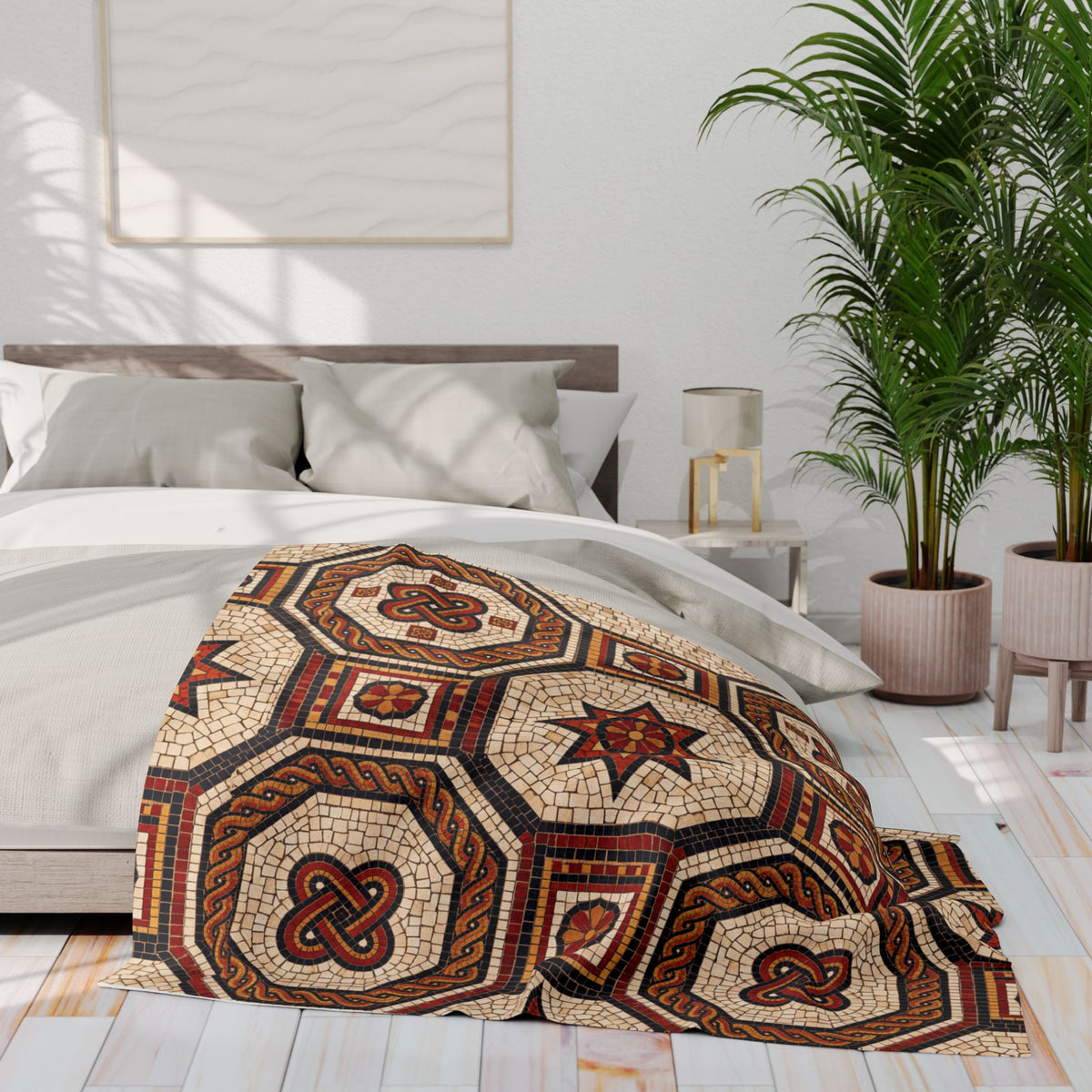 Roman Knot Mosaic Fleece Throw