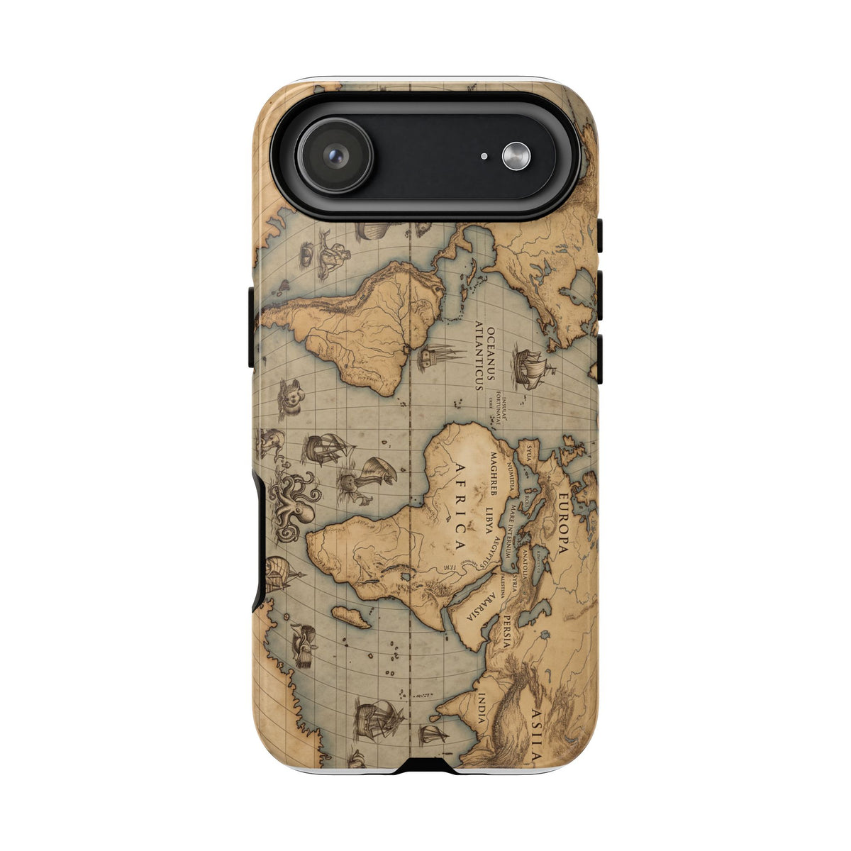 Vintage World Map Tough Phone Case — Antique Explorer iPhone Cover