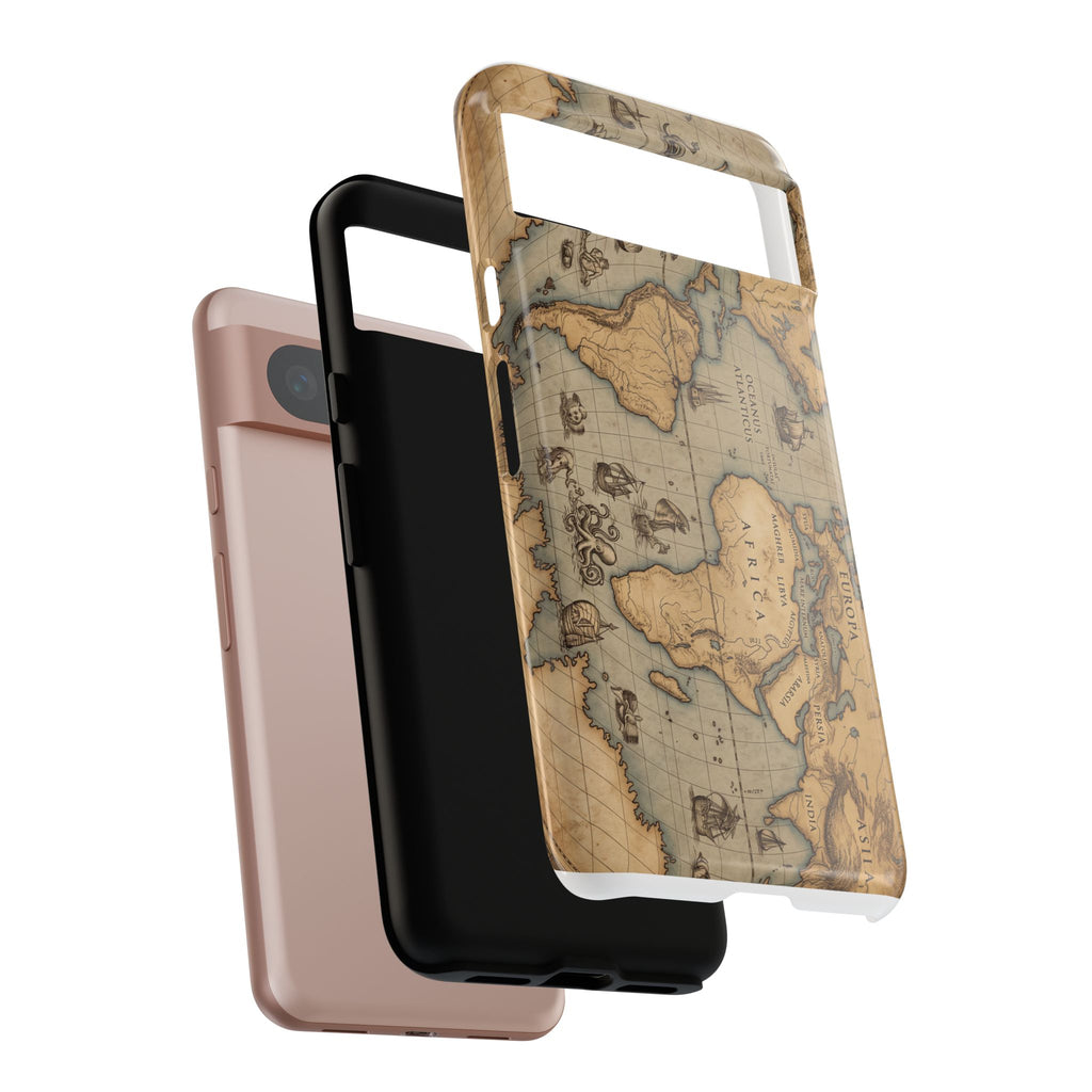 Vintage World Map Tough Phone Case — Antique Explorer iPhone Cover
