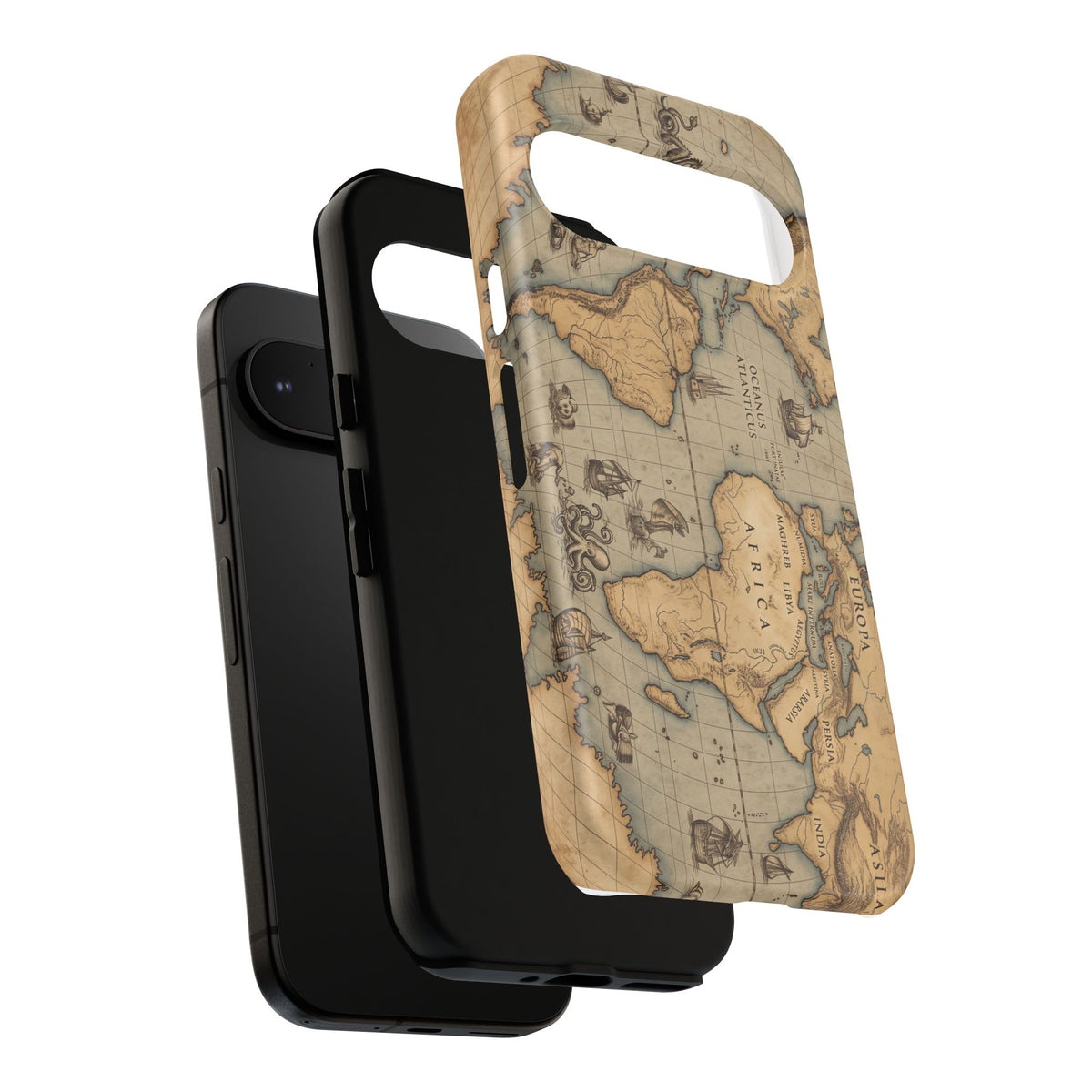 Vintage World Map Tough Phone Case — Antique Explorer iPhone Cover