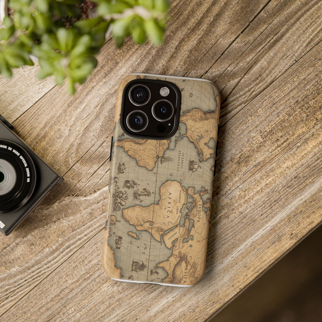 Vintage World Map Tough Phone Case — Antique Explorer iPhone Cover