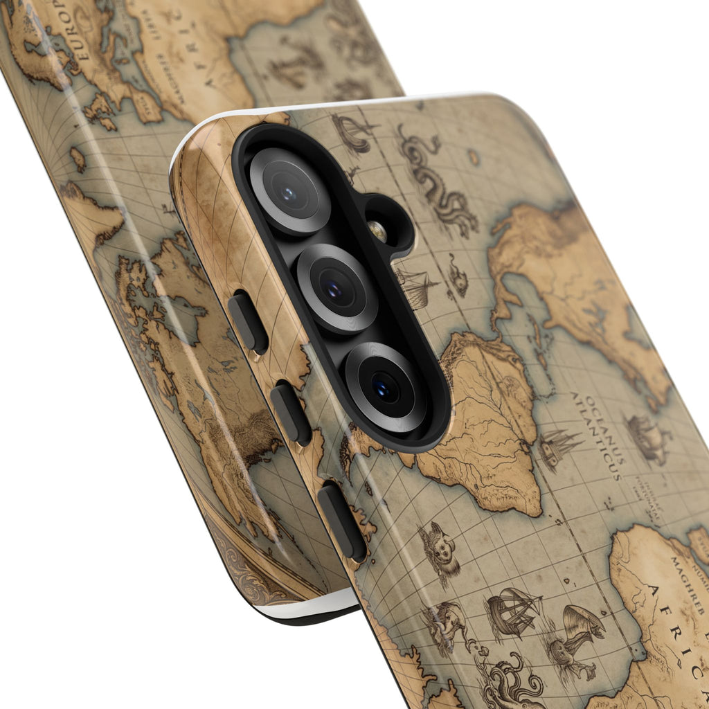 Vintage World Map Tough Phone Case — Antique Explorer iPhone Cover