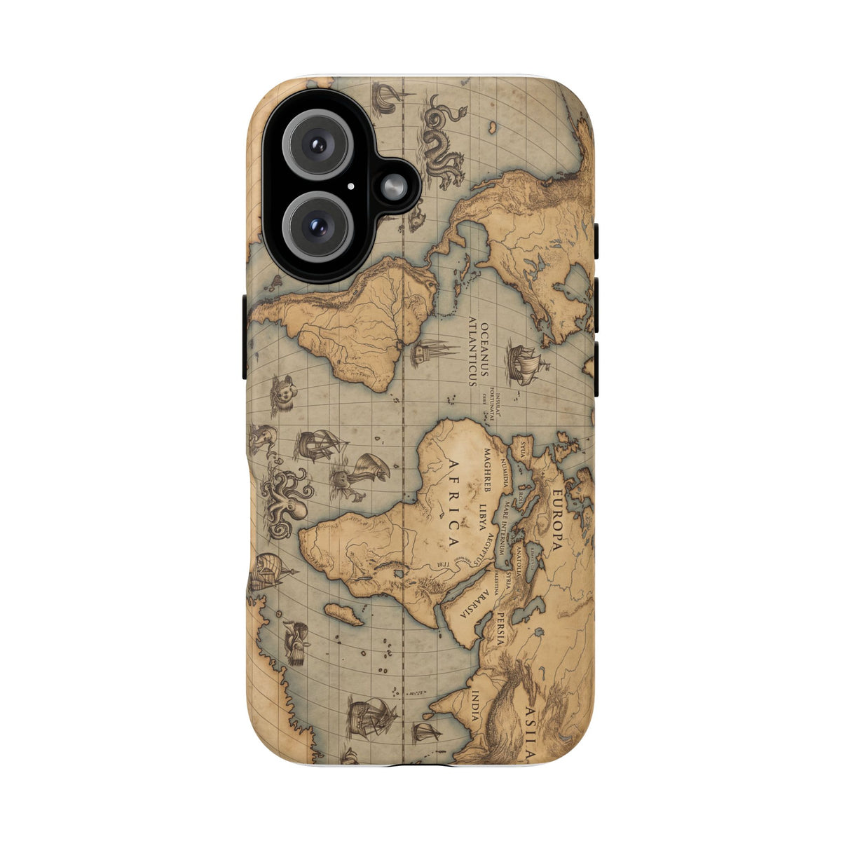 Vintage World Map Tough Phone Case — Antique Explorer iPhone Cover