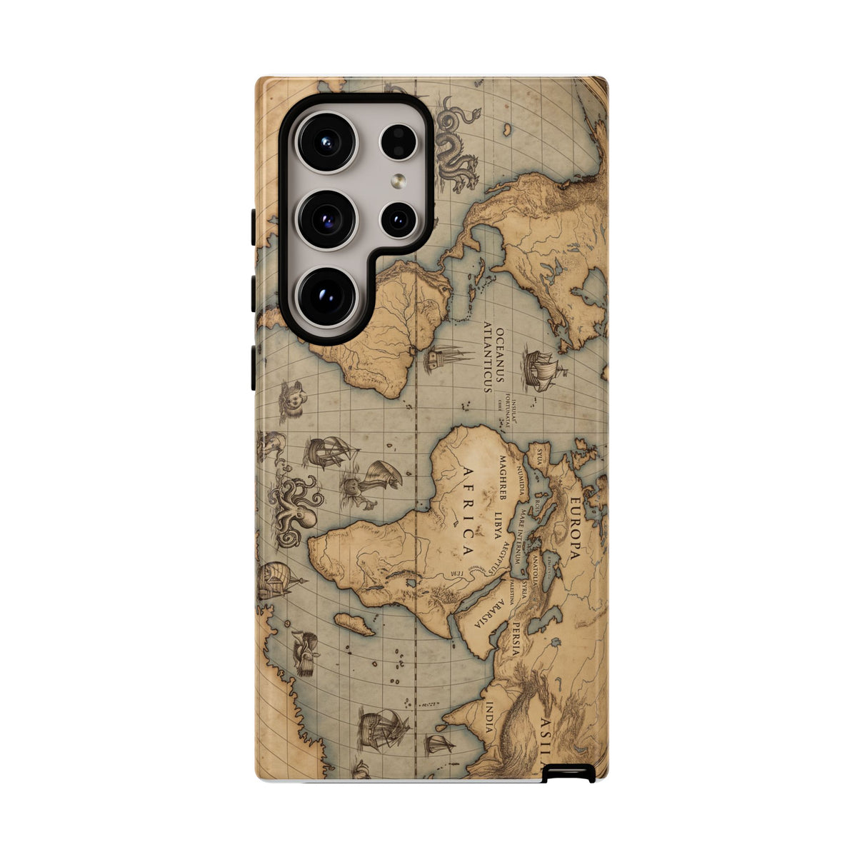 Vintage World Map Tough Phone Case — Antique Explorer iPhone Cover