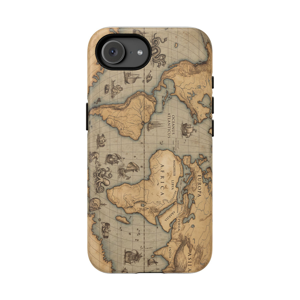 Vintage World Map Tough Phone Case — Antique Explorer iPhone Cover