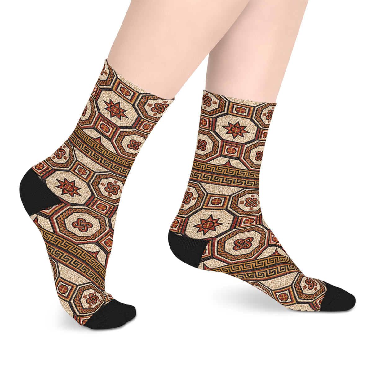 Vintage Mosaic Pattern Mid-Length Socks