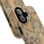 Vintage World Map Tough Phone Case — Antique Explorer iPhone Cover