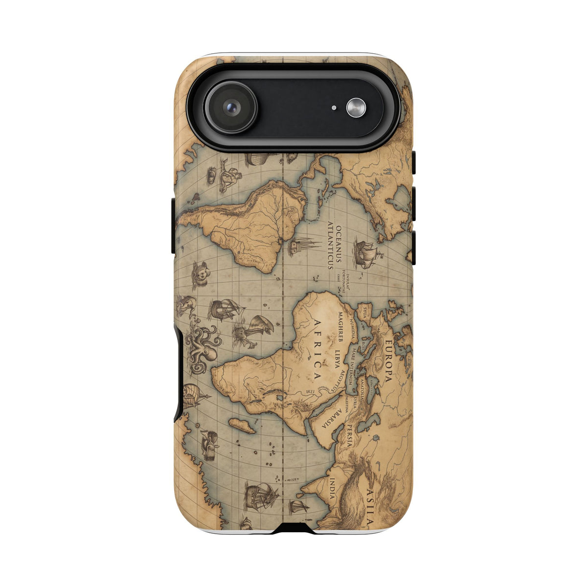 Vintage World Map Tough Phone Case — Antique Explorer iPhone Cover